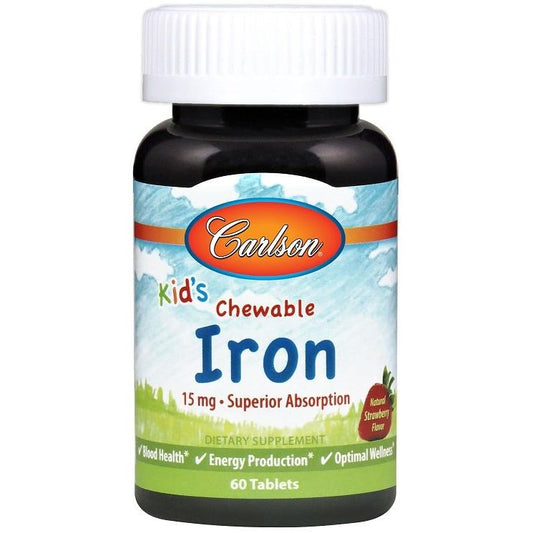 Kid's Chewable Iron, 15mg Strawberry - 60 tablets